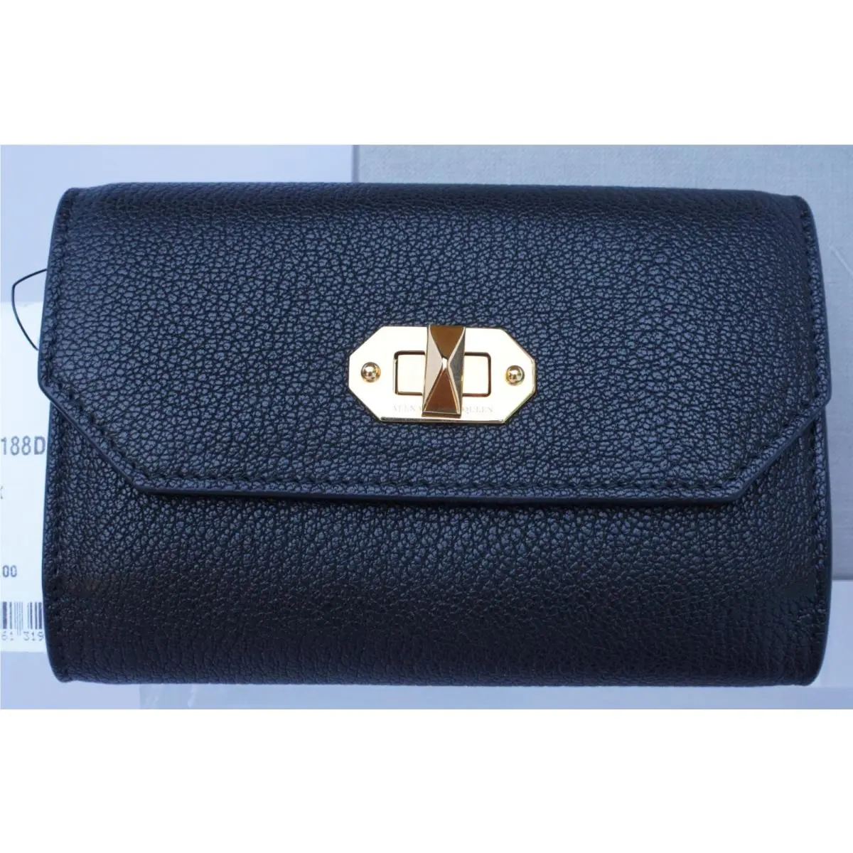 Alexander Mcqueen Women`s Wallet French Card Case Black Money Holder Leather