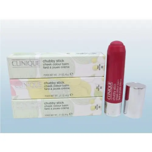 Clinique Chubby Stick Cheek Colour Balm 03 Roly Poly Rosy 0.21 OZ Boxed Lot OF 3