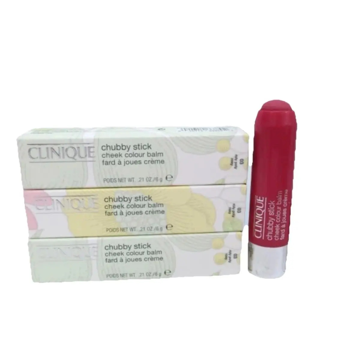 Clinique Chubby Stick Cheek Colour Balm 03 Roly Poly Rosy 0.21 OZ Boxed Lot OF 3