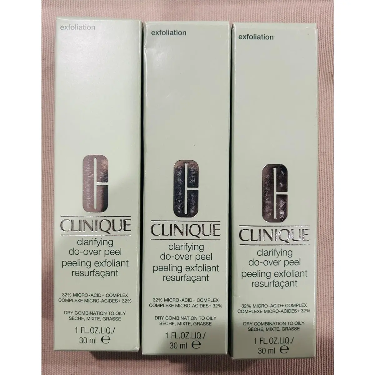 3x Clinique Clarifying Do-over Peel Peeling Exfoliant Resurfacant 1 Fl Oz 30 ml