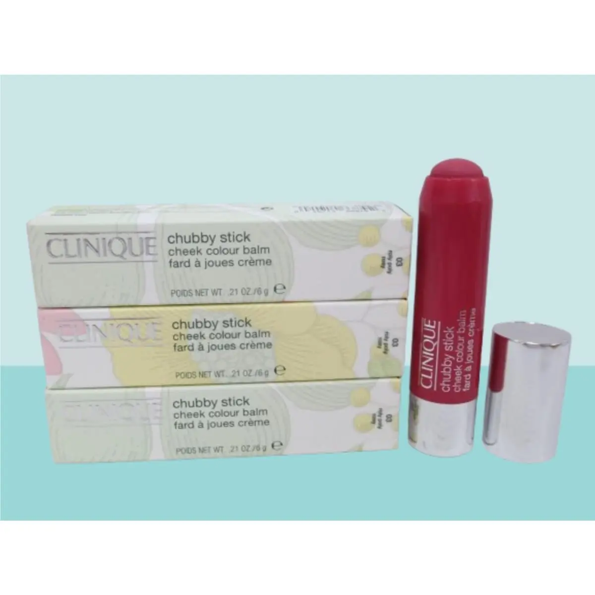 Clinique Chubby Stick Cheek Colour Balm 03 Roly Poly Rosy 0.21 OZ Boxed Lot OF 3