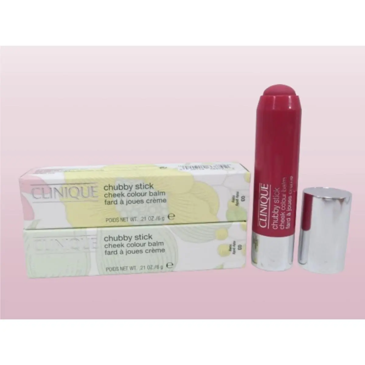 Clinique Chubby Stick Cheek Colour Balm 03 Roly Poly Rosy 0.21 OZ Boxed Set OF 2