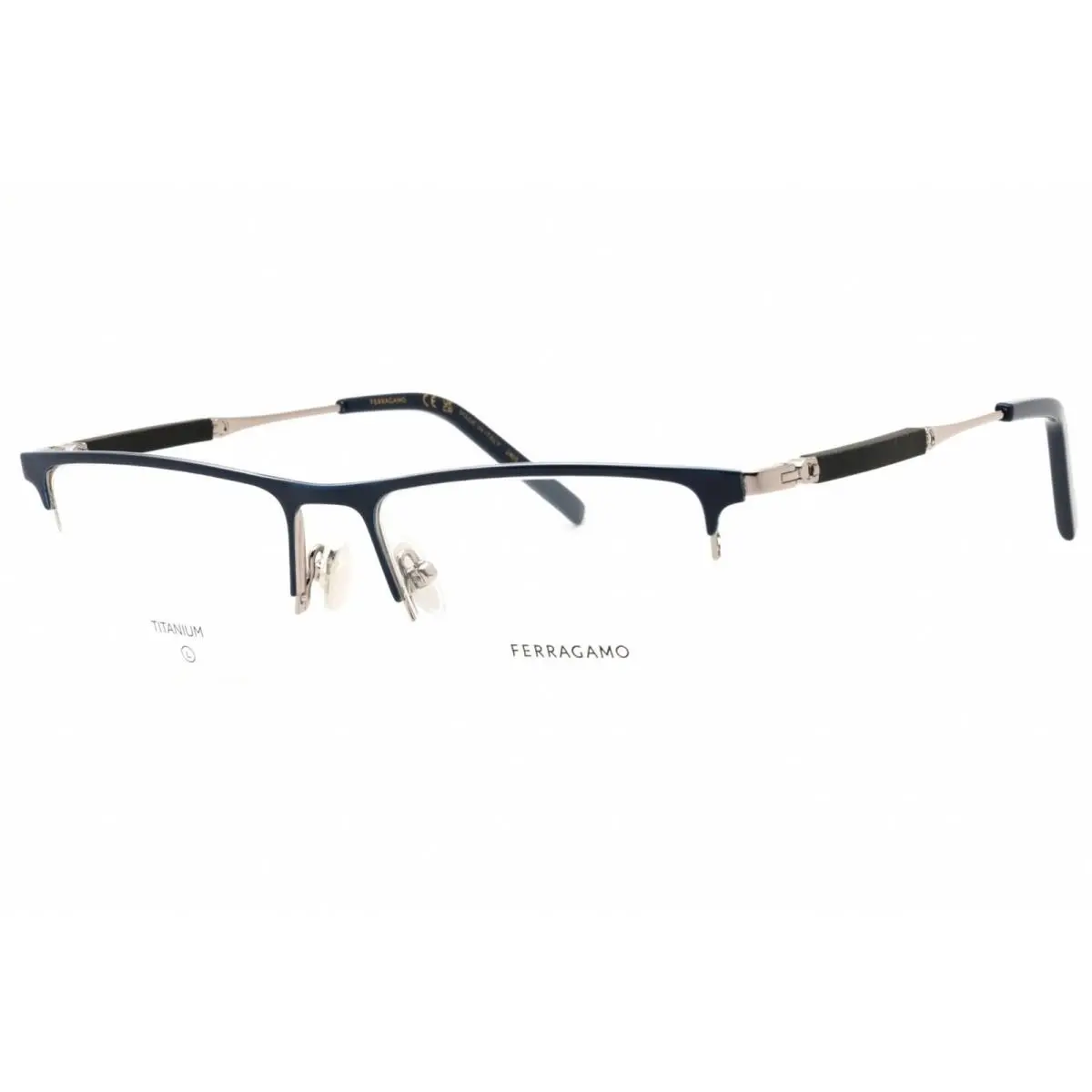 Salvatore Ferragamo Men`s Eyeglasses Bluelight Ruthenium Rectangular SF2586 463