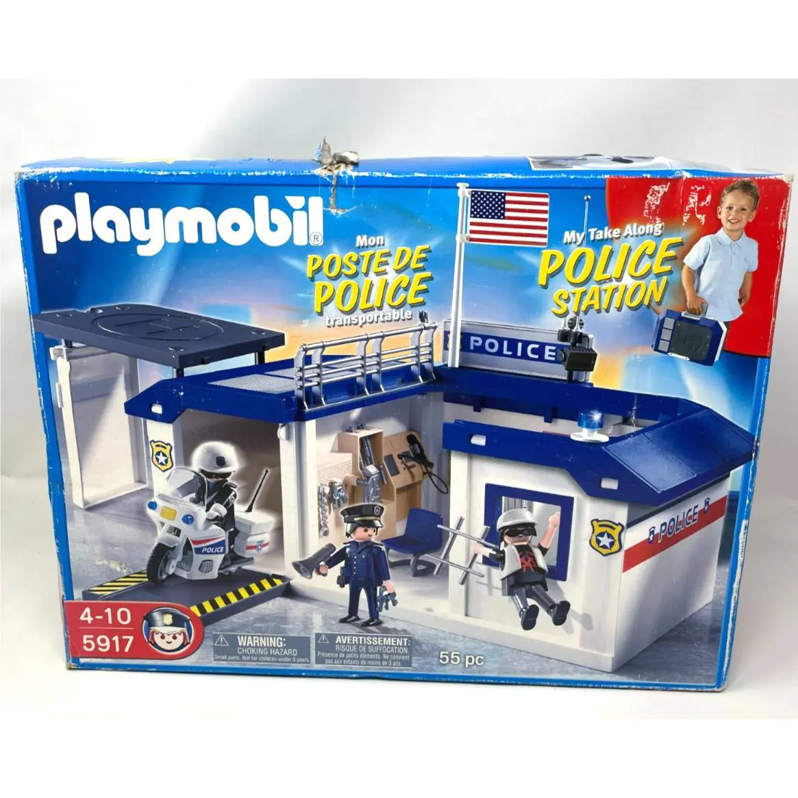 Vintage Playmobil Police Station Motorcycle Officers K9 Custom Toy Set 5917