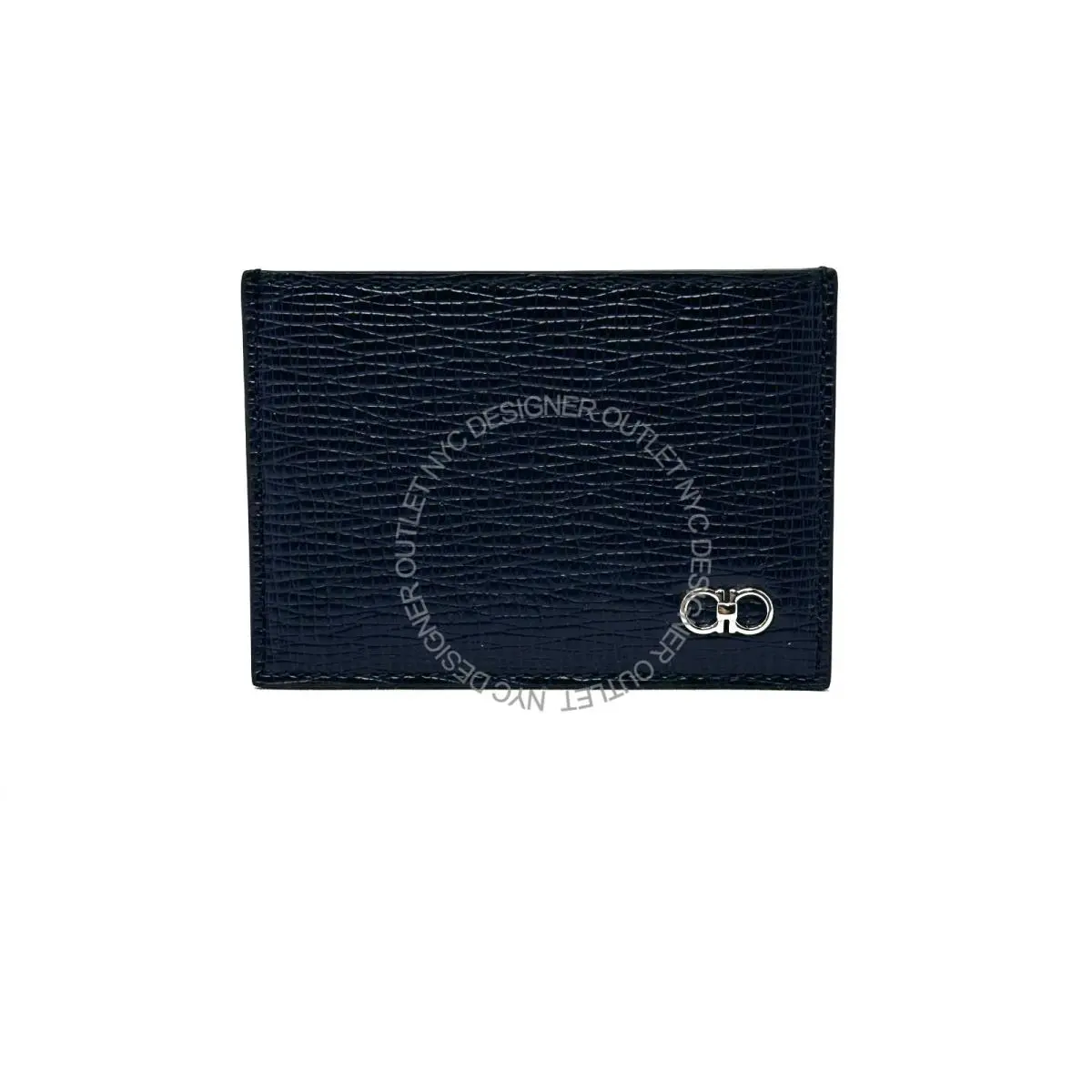 Salvatore Ferragamo Men Navy/black Leather Card Holder Wallet