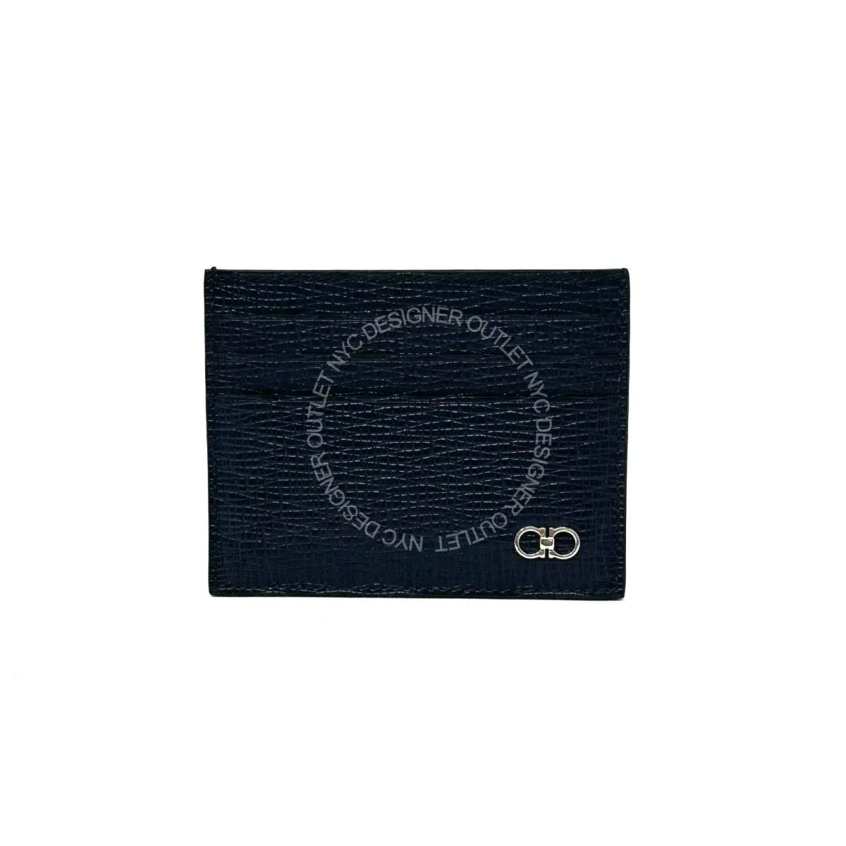 Salvatore Ferragamo Men Navy/black Leather Card Holder Wallet