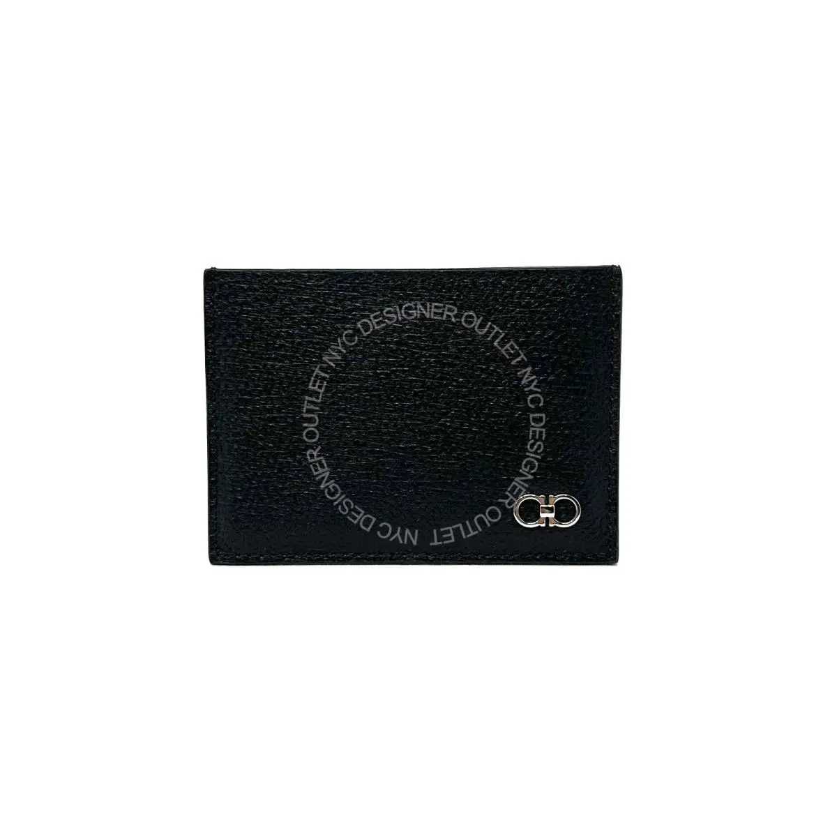 Salvatore Ferragamo Men Black Leather Card Holder Wallet