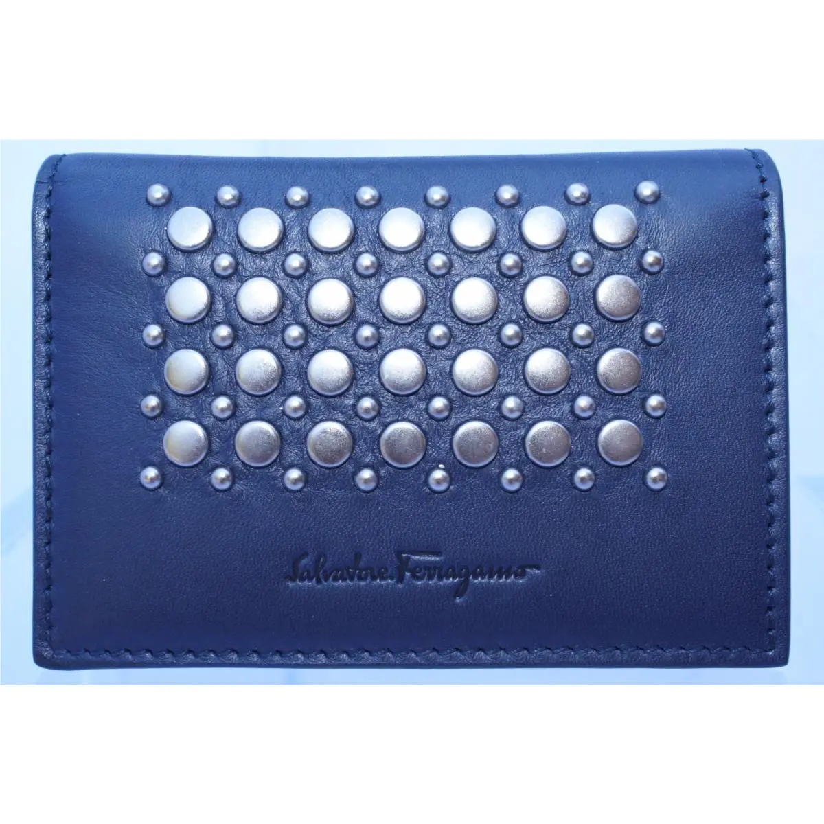 Salvatore Ferragamo Men`s Wallet Bifold CC Holder Credit Card Blue
