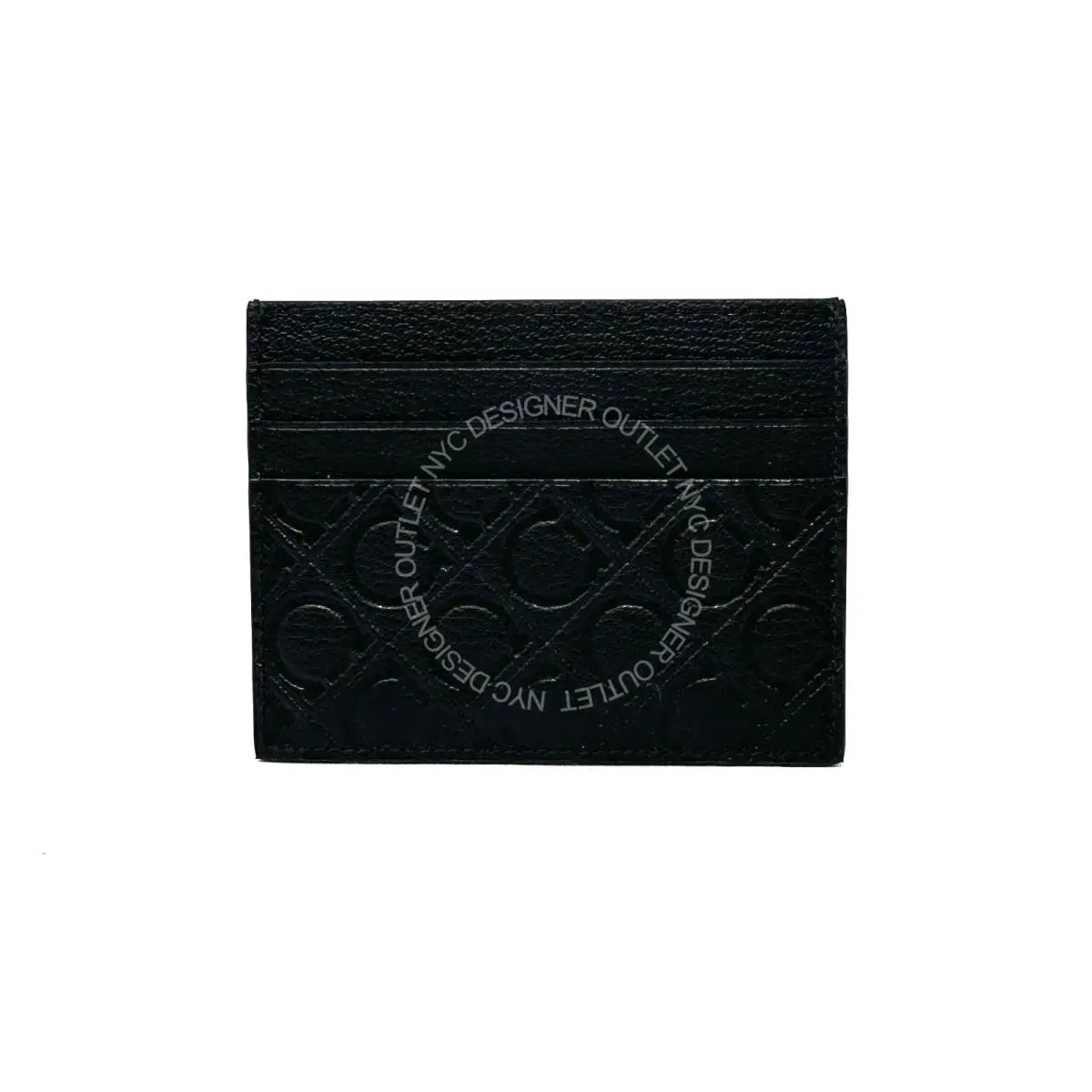 Salvatore Ferragamo Men Black Leather Card Holder Wallet