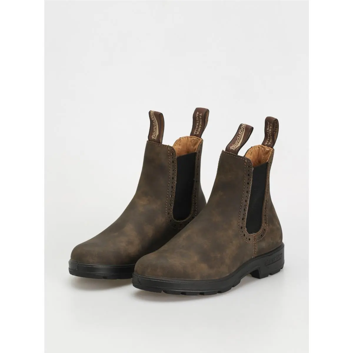 Blundstone 1351 Boots Men`s 5M Rustic Brown Leather Elastic Gore Chelsea HTAT710