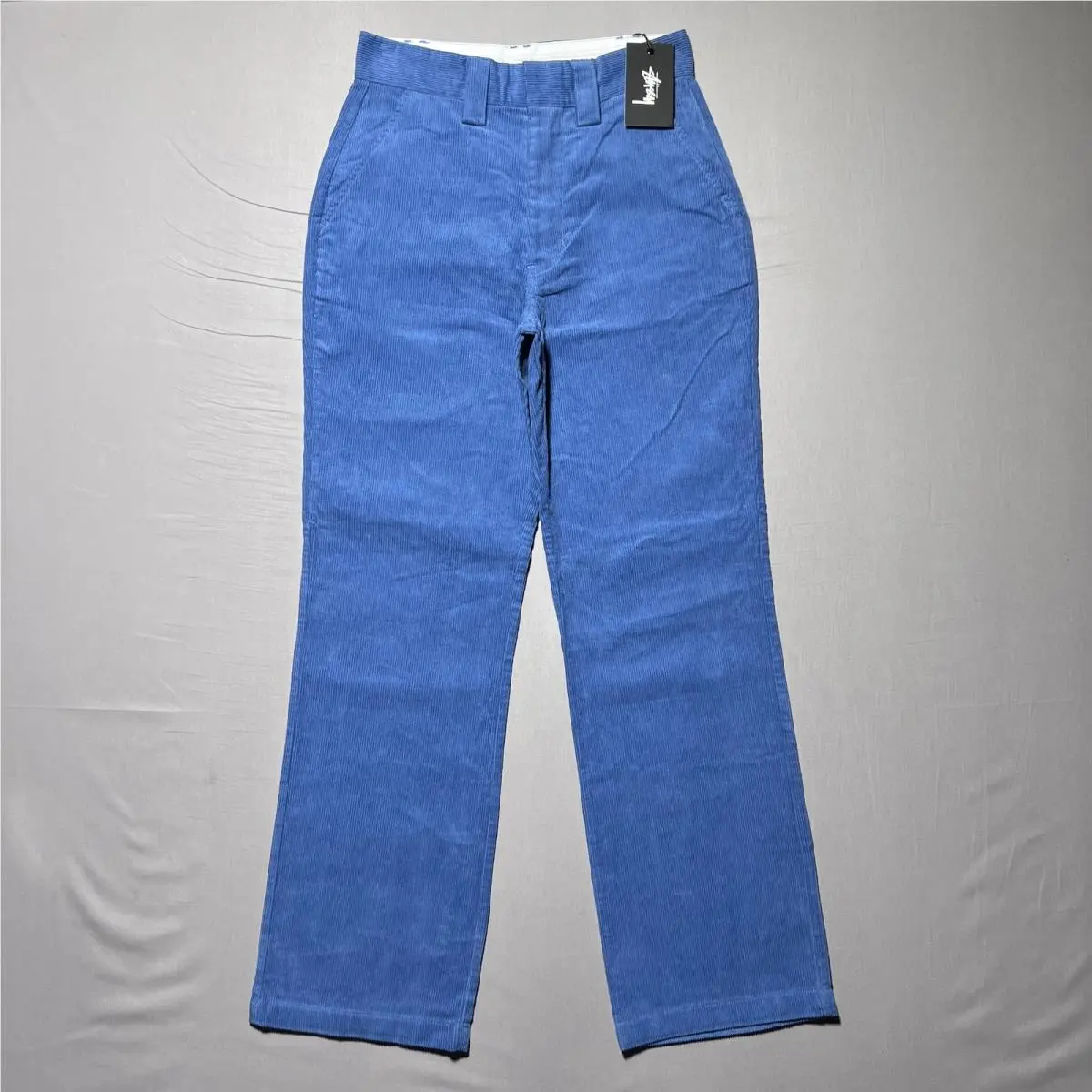Stussy Corduroy Wide Leg Pant Womens Large Blue High Rise Cotton Zip Fly