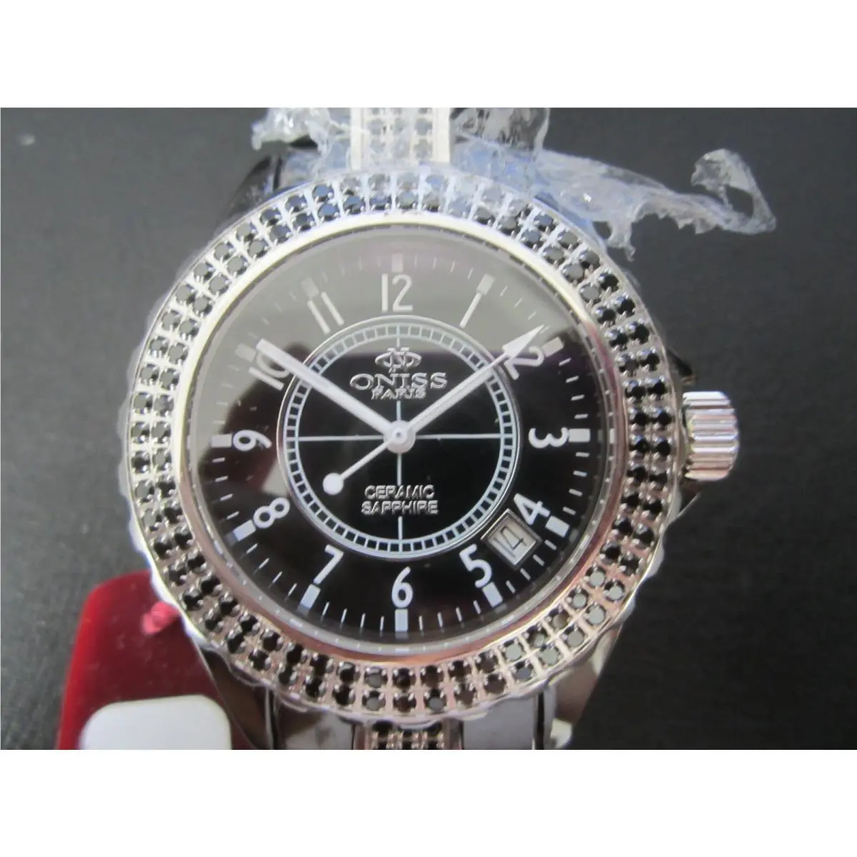 Lady`s Watch Quartz Black Ceramic Crystal Sapphire ON8891-L by Oniss