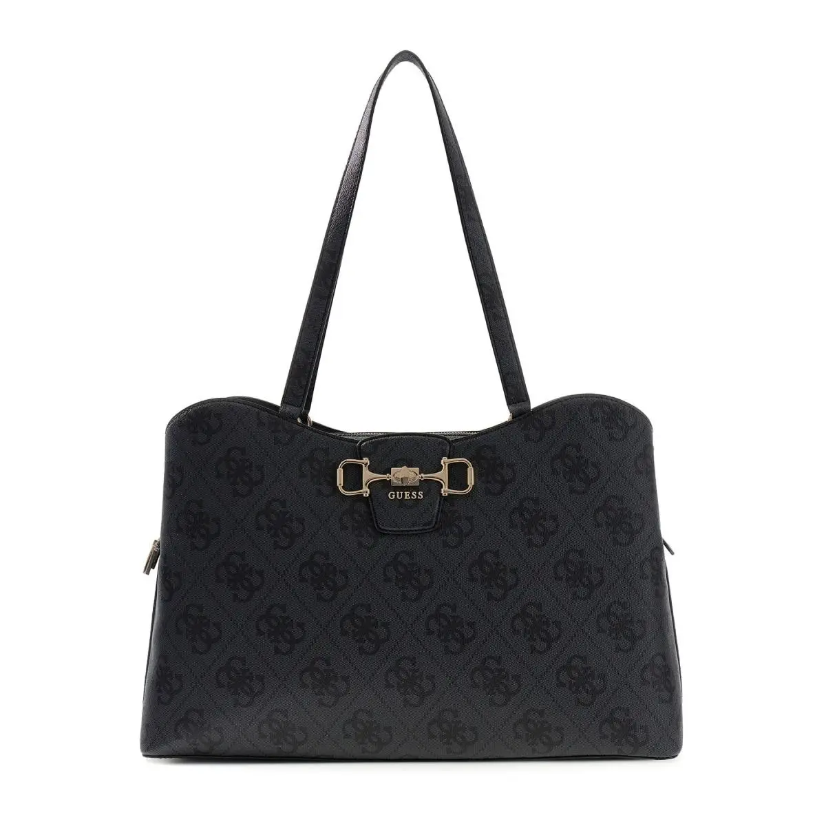 Guess Janie 4G Logo Zip-top Shoulder Tote Women`s Bag in Coal