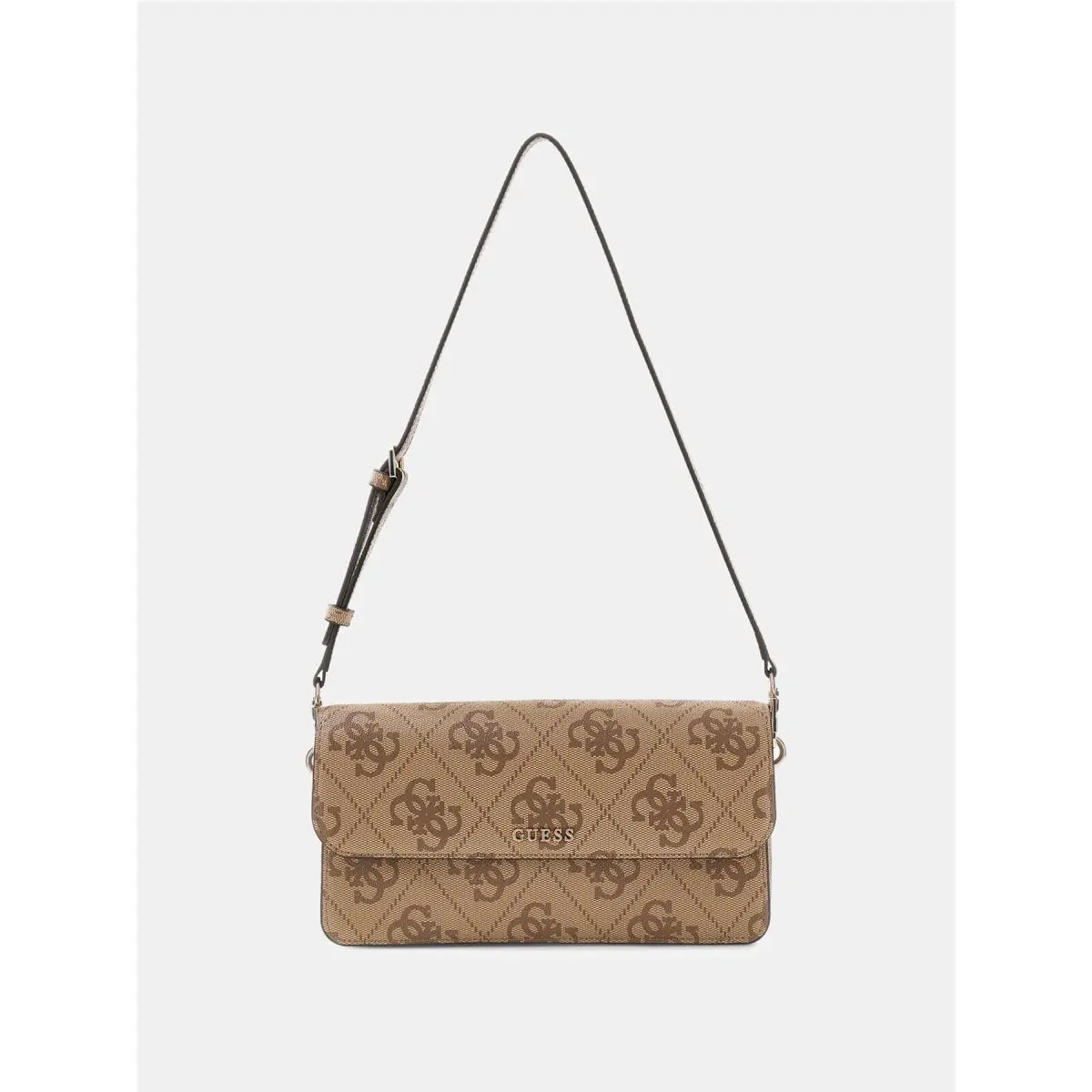 Guess Sadie 4G Logo Flap-closure Crossbody Shoulder Bag Women`s Bag in Latte
