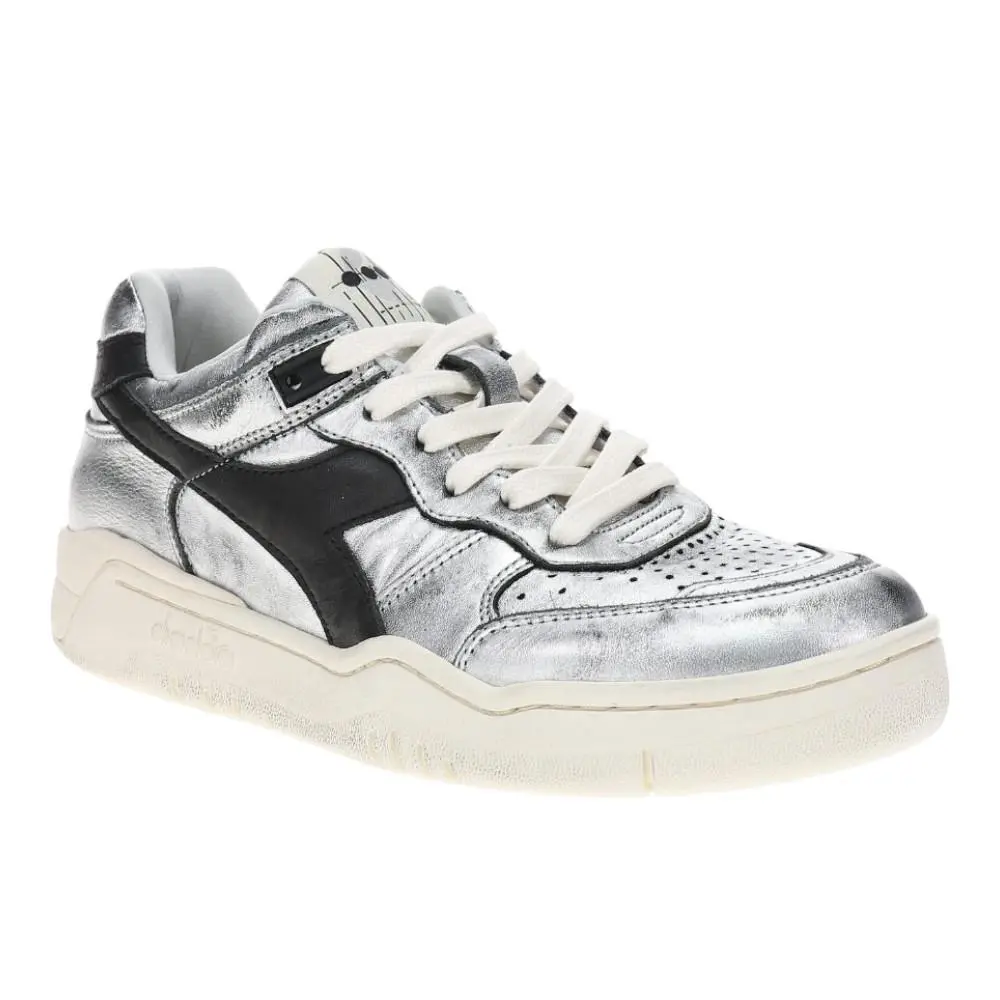 Diadora shoes - diadora B.560 Used Metallic Lace Up - 181203-C4702 - Silver 5