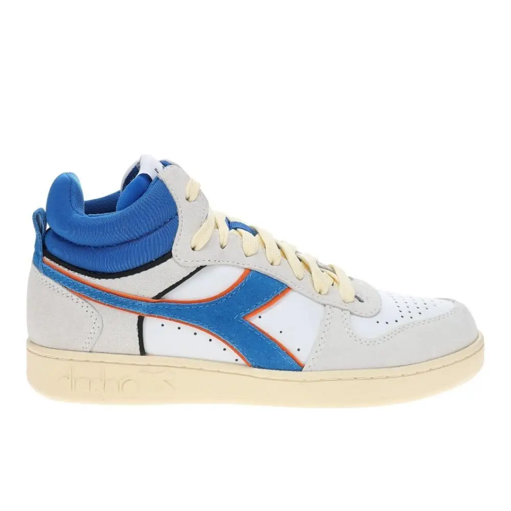 Diadora Magic Basket Demi Cut Suede Leather Lace Up Mens White Sneakers Casual