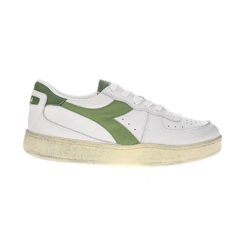 Diadora Mi Basket Low Used Lace Up Mi Basket Low Lace Up Mens Green White Sneakers Casual Shoes 1812