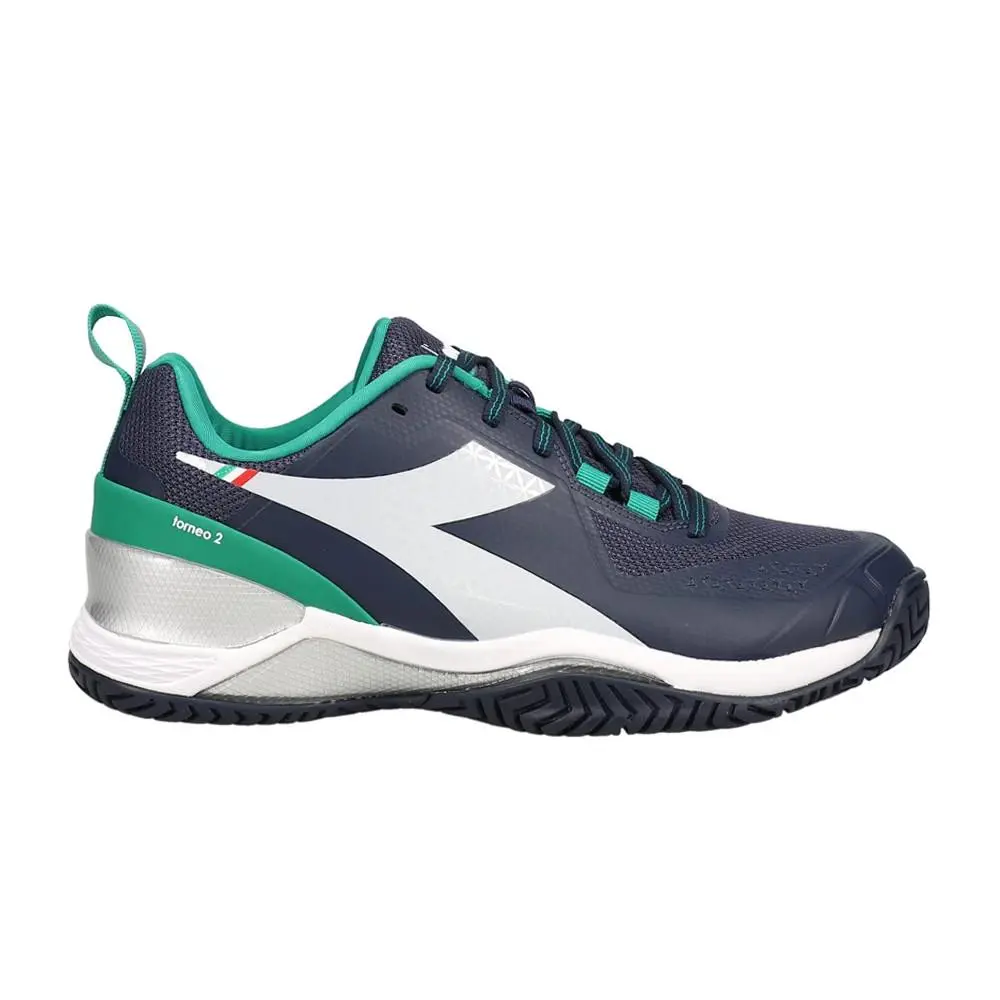 Diadora Blushield Torneo 2 All Ground Tennis Mens Blue Sneakers Athletic Shoes