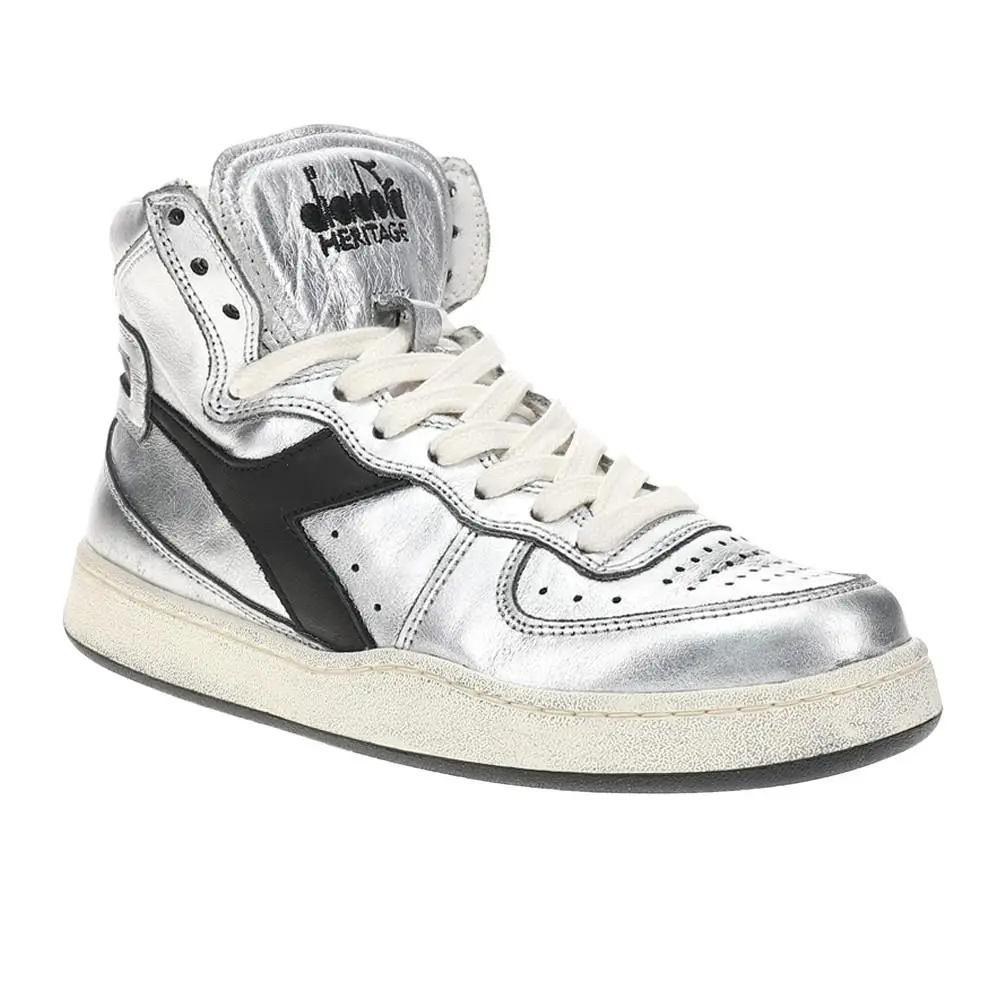 Diadora shoes - diadora Mi Basket Used Metallic Lace Up - 176694-C4702 - Silver 5