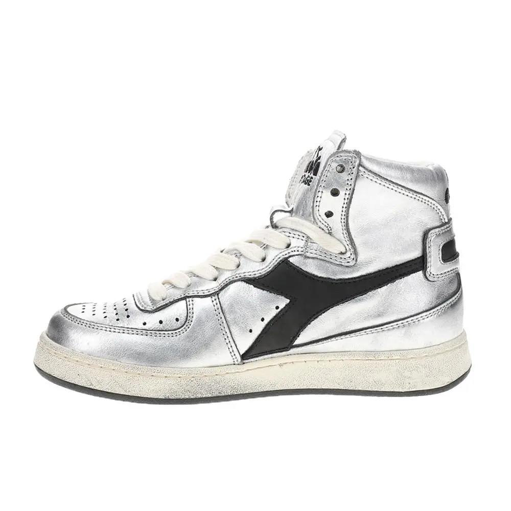 Diadora shoes - diadora Mi Basket Used Metallic Lace Up - 176694-C4702 - Silver 6