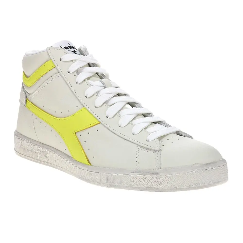 Diadora shoes - diadora Game L High Fluo Waxed Lace Up - 180083-D0411 - White, Yellow (UPC: 197020010918) 0