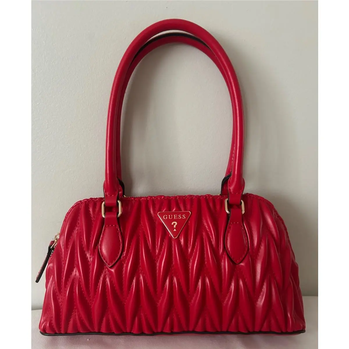 Guess Penny Quilted Shoulder Bag in Cherry Red
