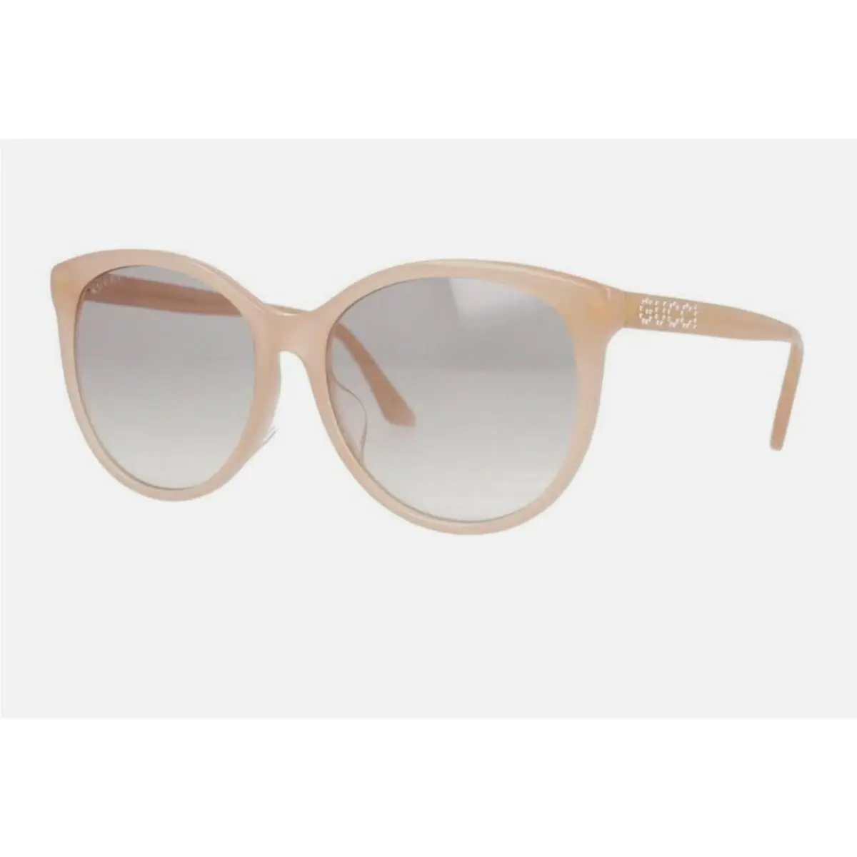 Gucci Pink Oversize 56mm Soft Cateye Crystal Gucci Logo Arm Sunglasses