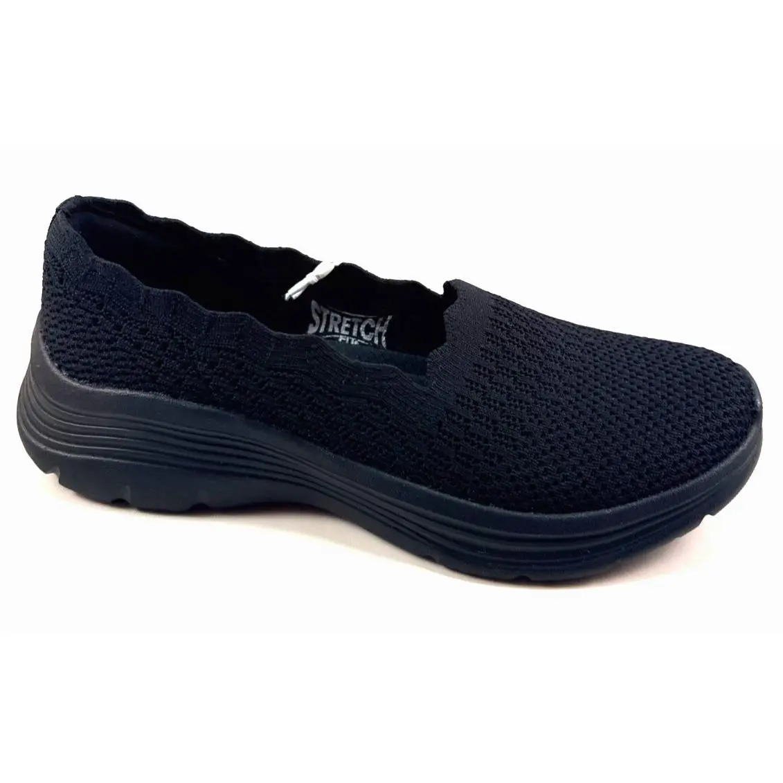Skechers 159253 Black Wedge Comfort Memory Foam Slipon Sneaker