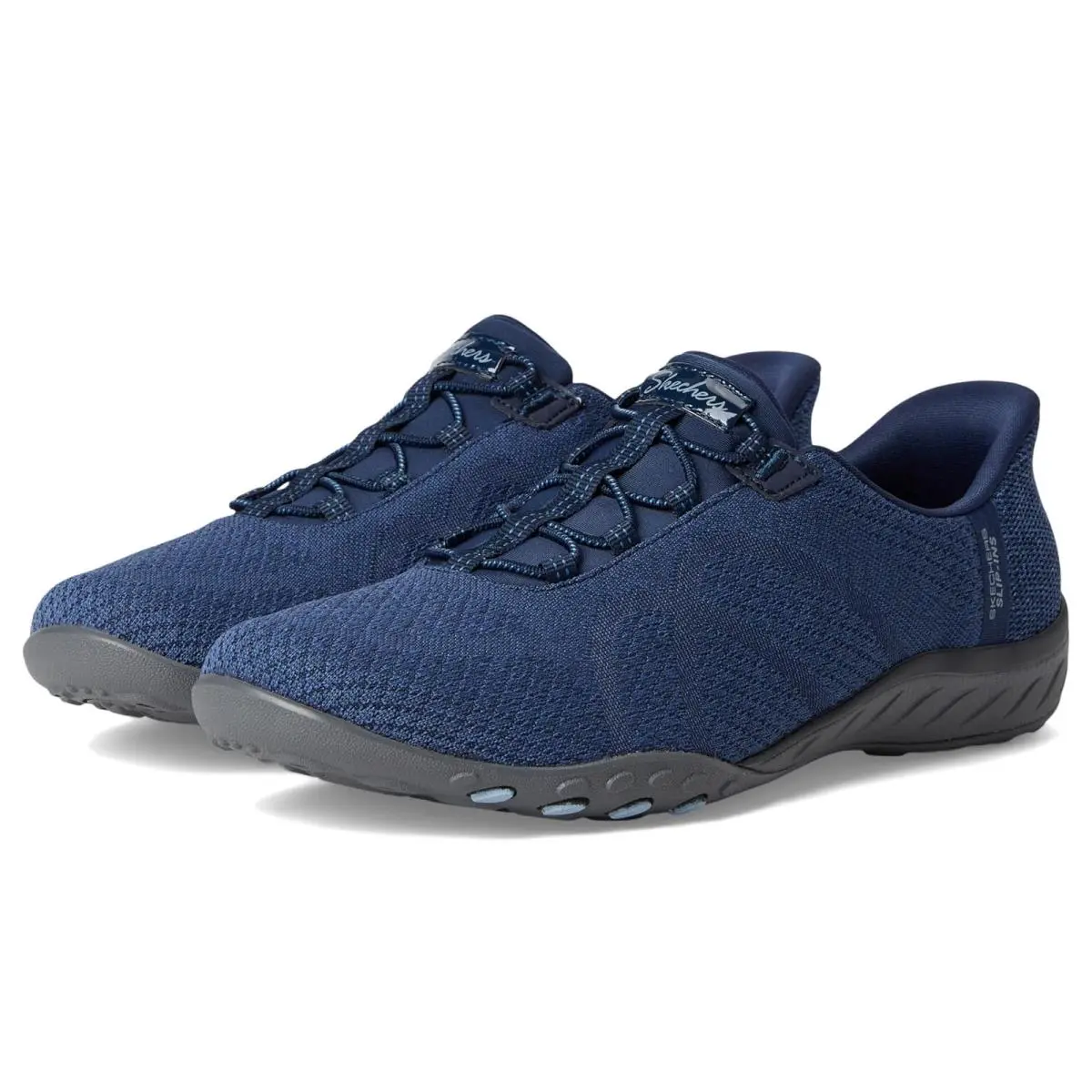 Woman`s Shoes Skechers Breathe Easy - Knitty Waves Hands Free Slip-ins