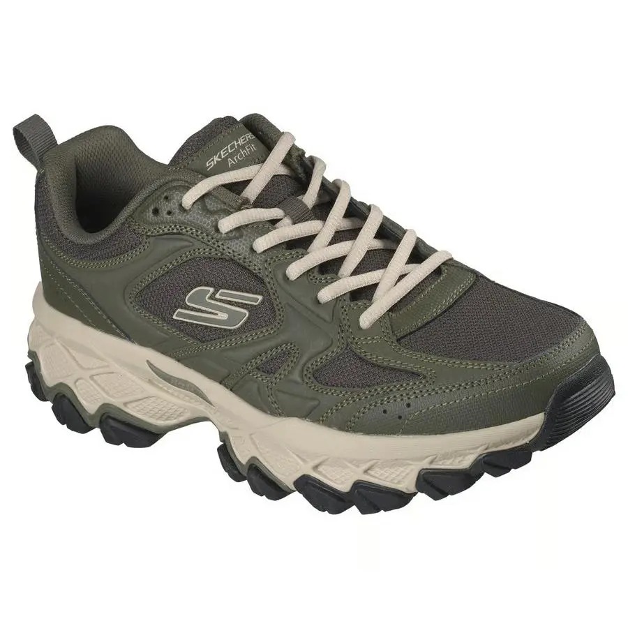 Arch Fit Men`s Skechers Shoes Olive Outdoor Trail Sport Comfort Leather 237841