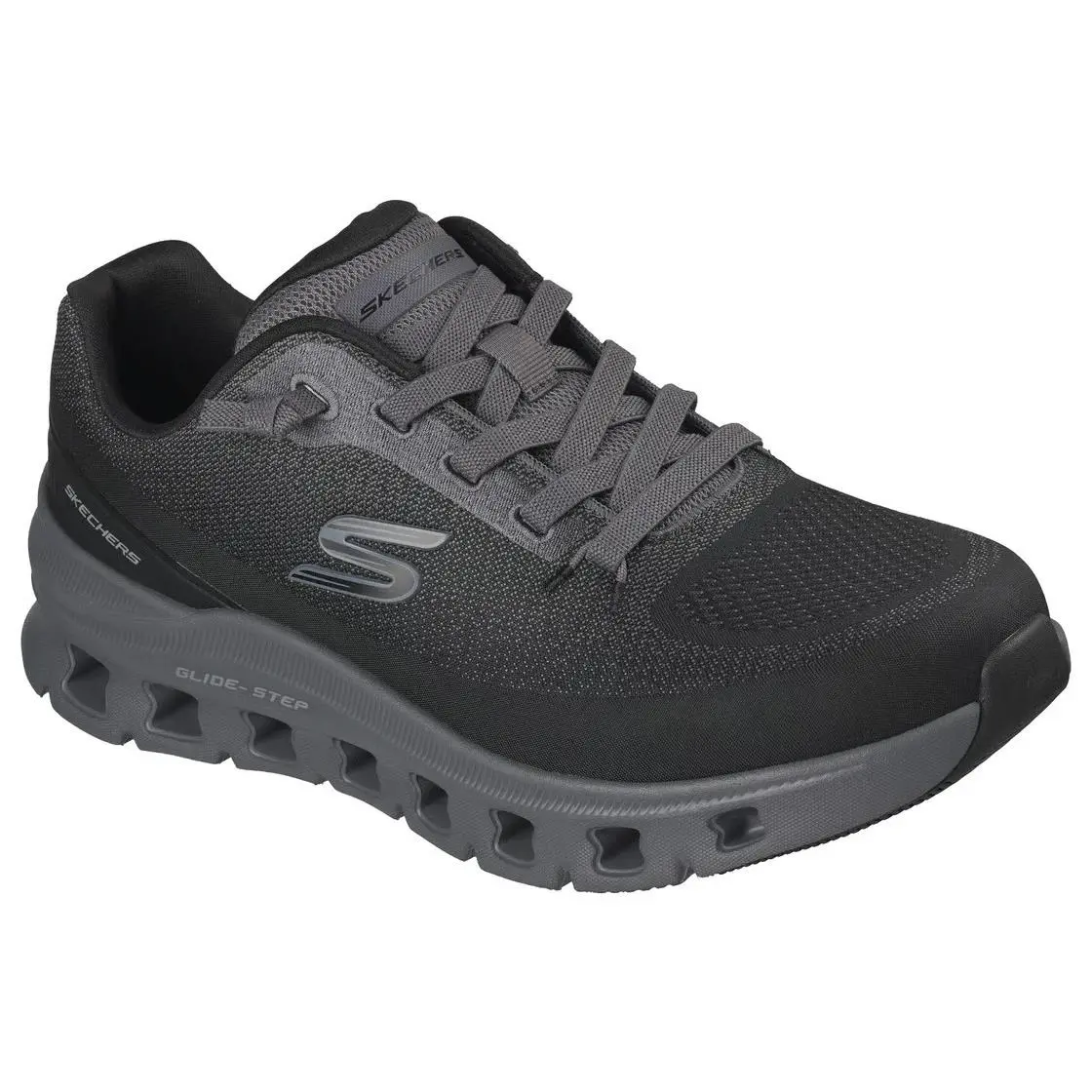 Men Skechers Shoes Black Charcoal Comfort Casual Comfort Sport Glide Step 233132
