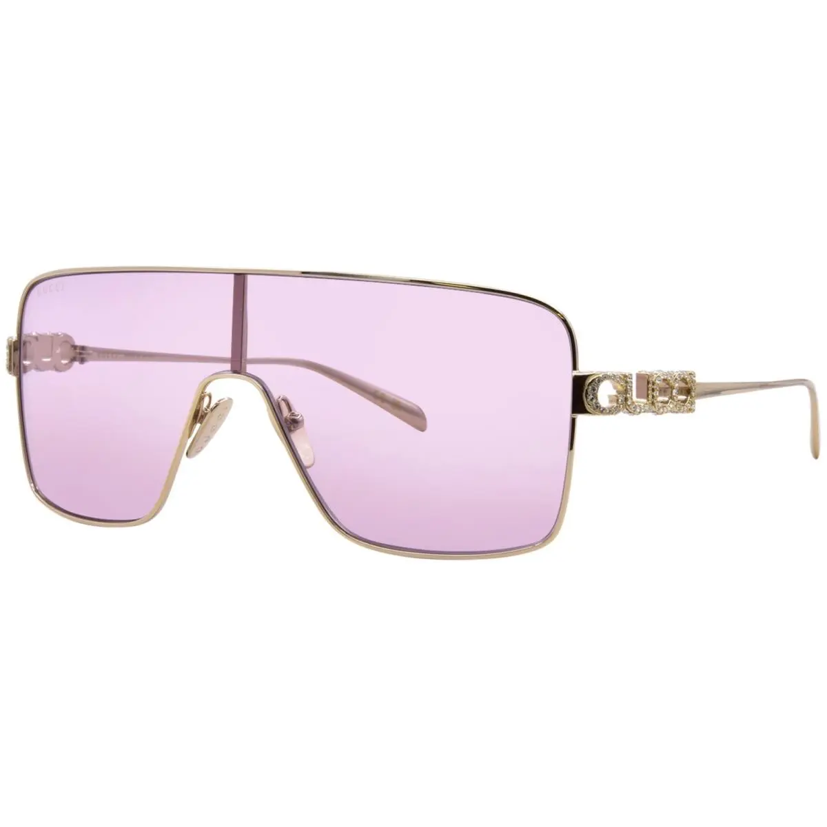 Gucci GG1936S 005 Sunglasses Women`s Gold/violet Lenses Shield Style 99mm