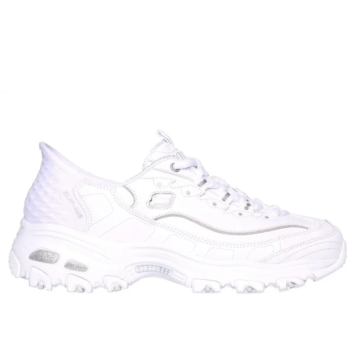 Skechers Women`s D`lites - Scene Sneaker White/silver - 150031-WSL White/si