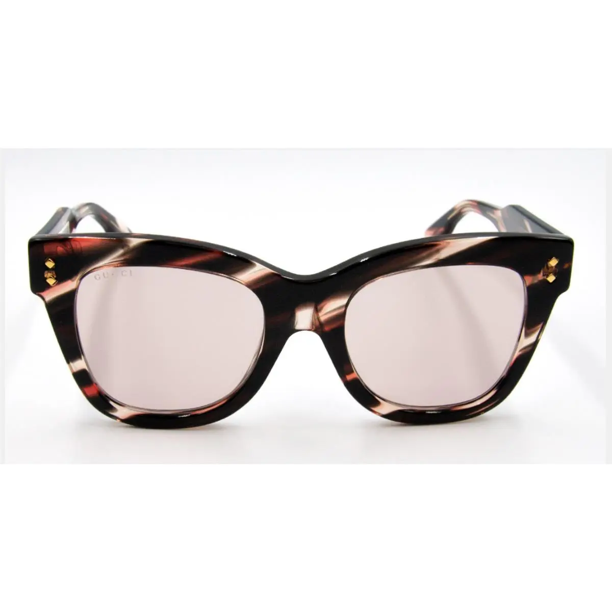 Gucci Nouvelle Vague Pink Havana Stripe W/pink Lens Cat Eye Sunglasses
