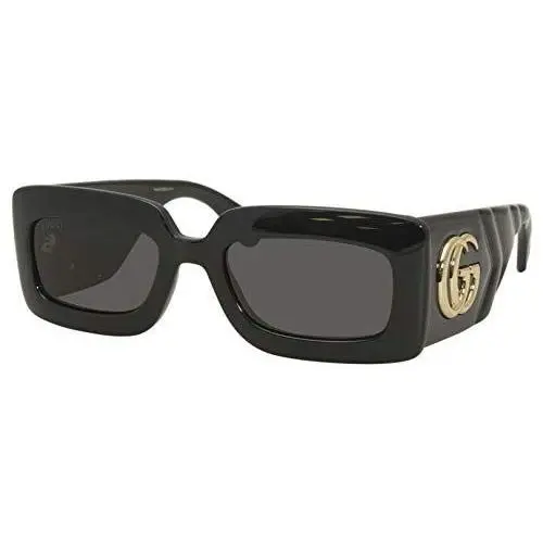 Gucci Women`s Matelasse 90s Rectangular Sunglasses Black Black Grey One Size
