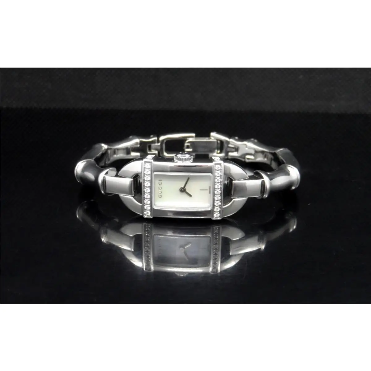 6800L Series Mother-of-pearl Dial Diamond Bamboo Style Band Women`s Watch by Gucci
