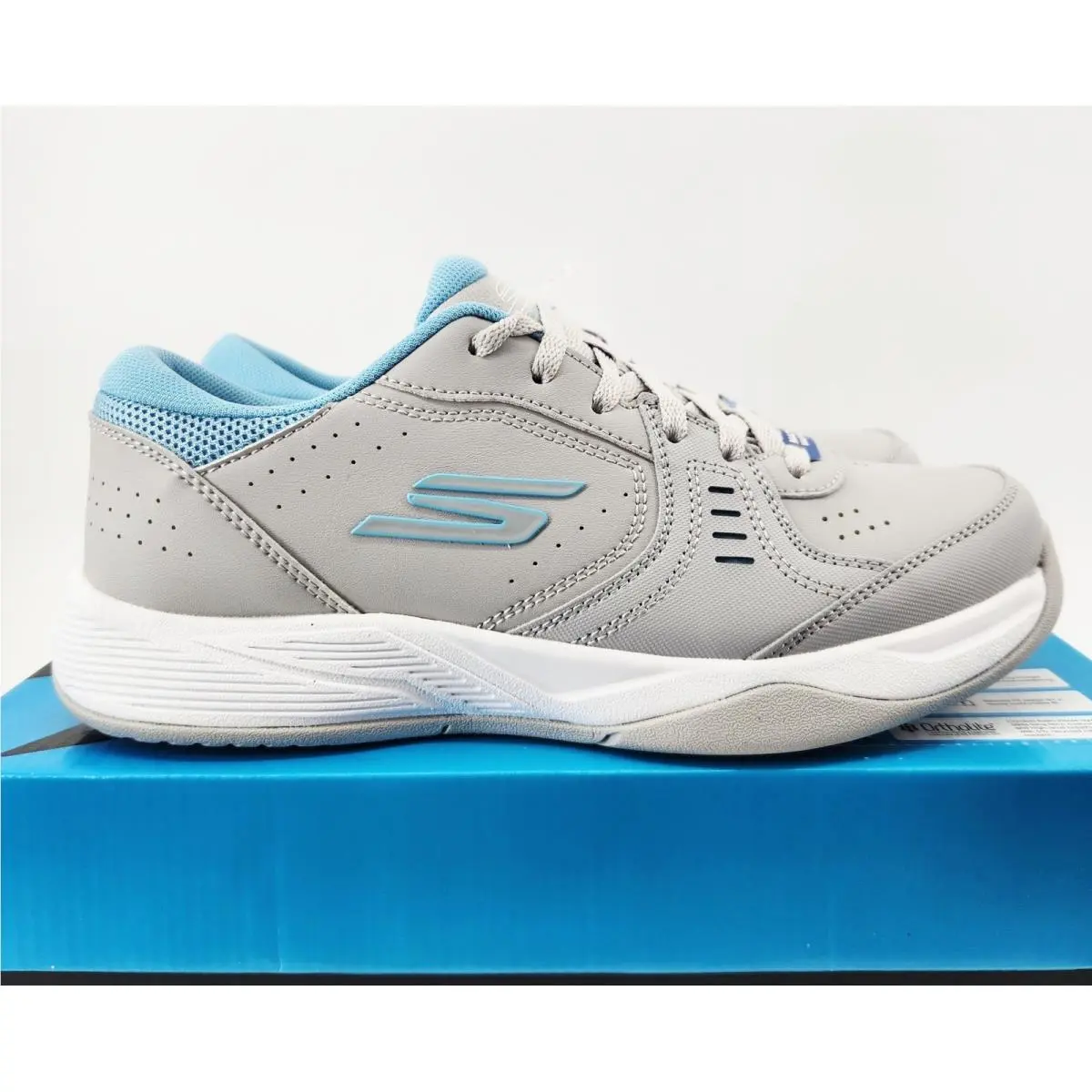 Skechers Viper Court Smash Pickleball Shoes Gray Blue 172072 Gybl Womens 10