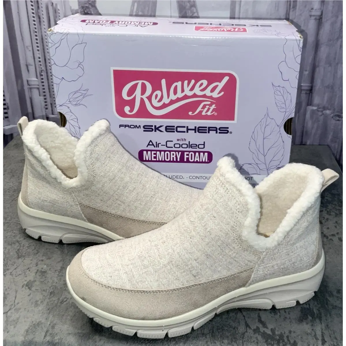 Skechers Easy Going-winter Kiss Natural Women Sneakers Size 8.5