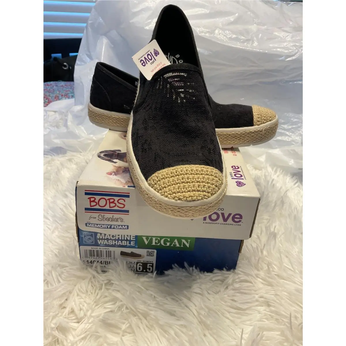 Skechers Women’s Sketchers Bob`s 114044 Flexpadrille Luxe Sheer Joy Black Shoes Sz 6.5
