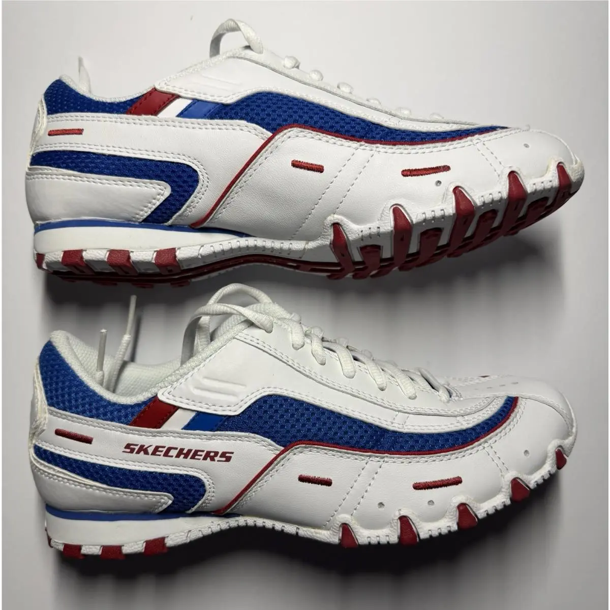 Skechers Active Bikers White Blue Red Patriotic Shoes Womens 8 Y2K