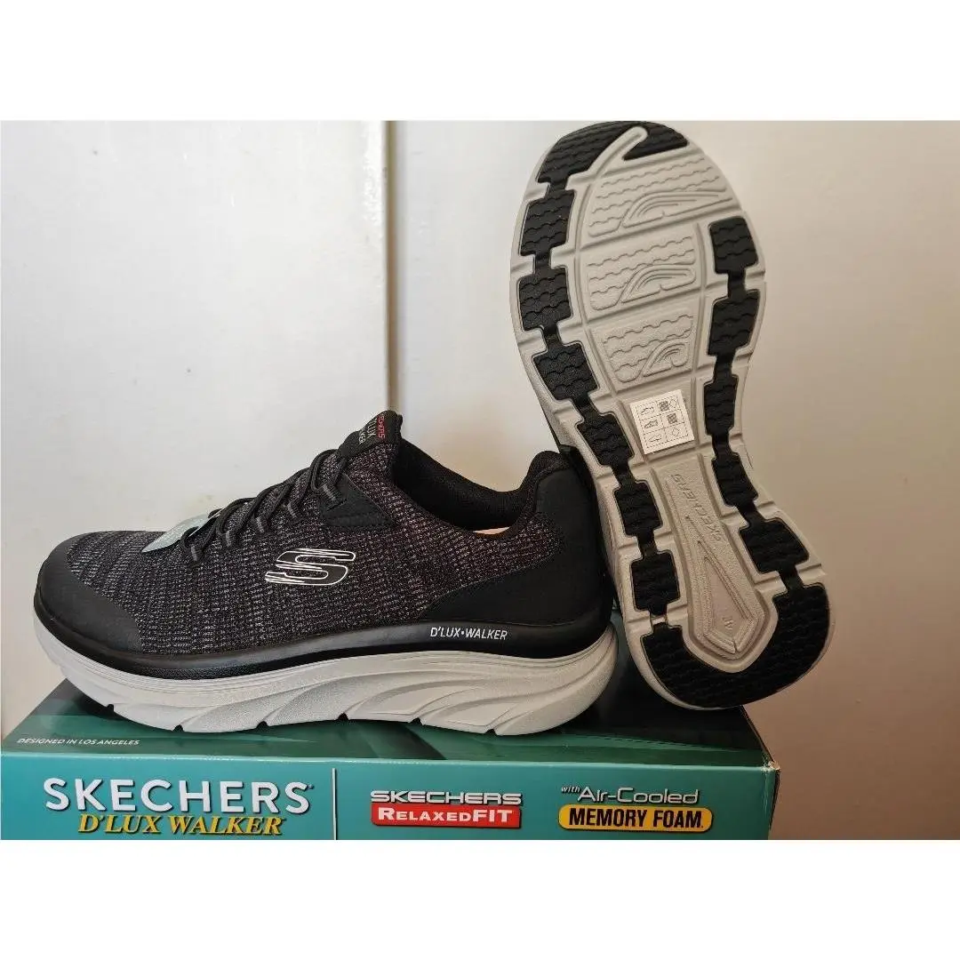 Mens Skechers D`lux Walker Sneaker Shoes 8.5 X Wide - Black