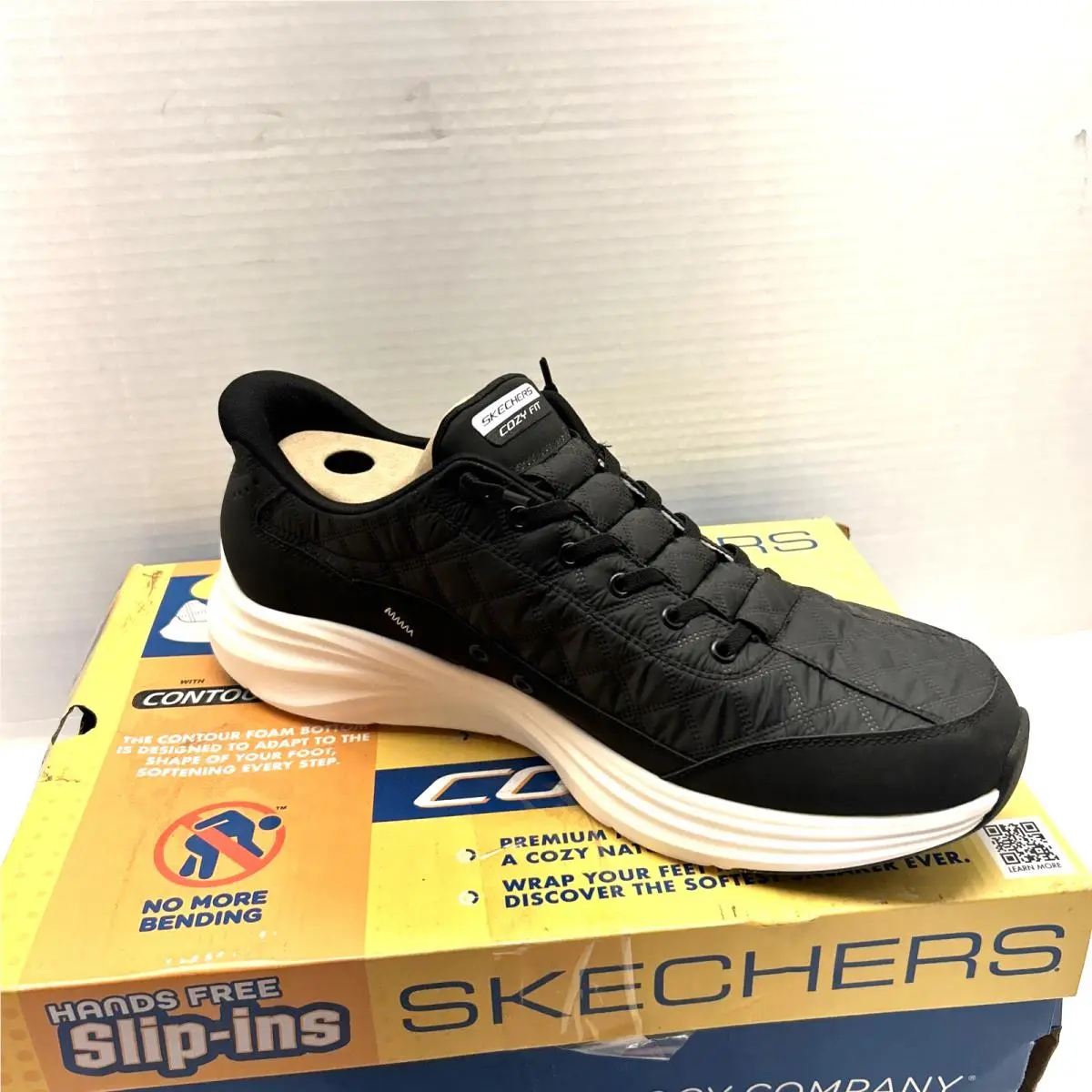 Skechers Slip-ins Black White Sole Cozy Fit Hands Free Men Sz 14