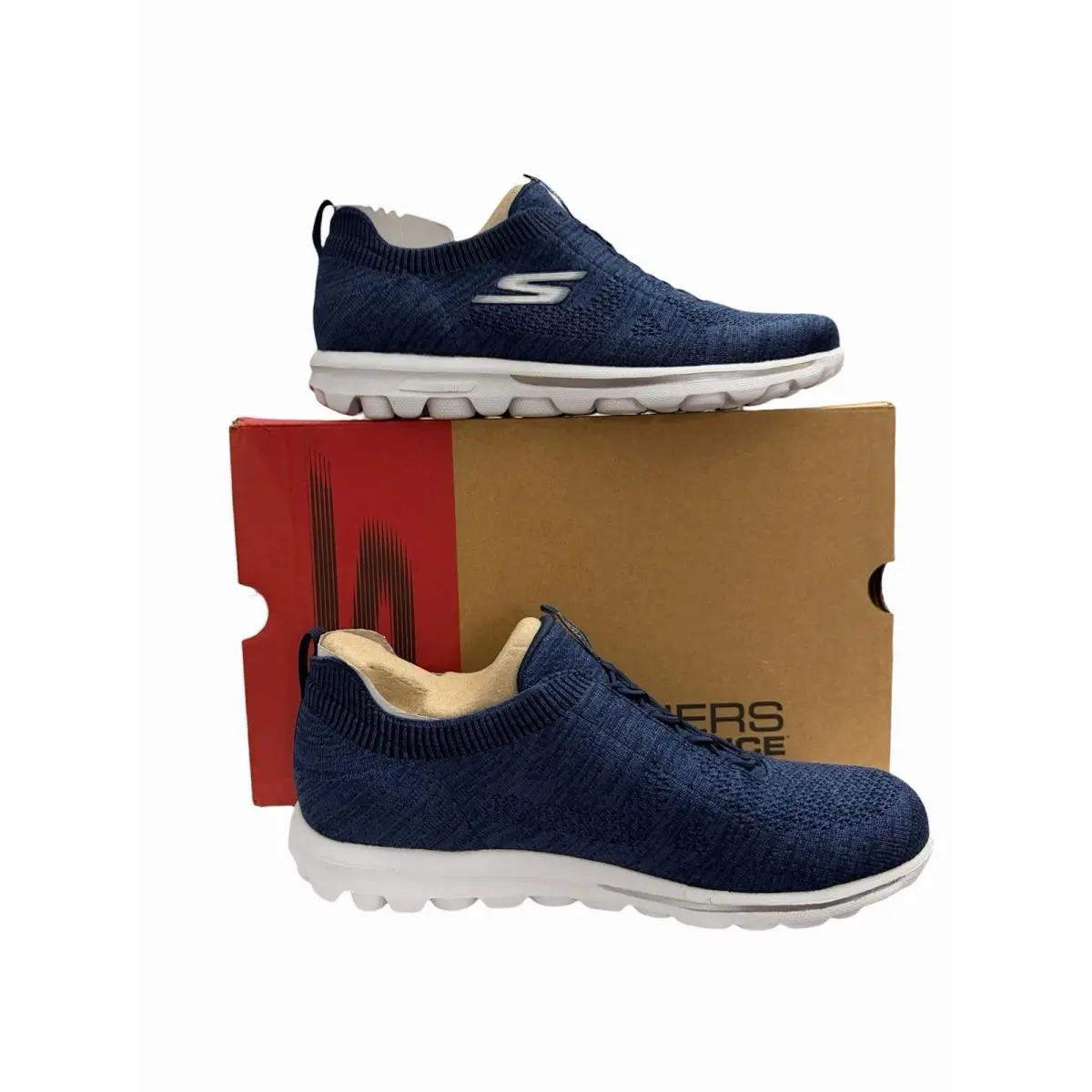 Skechers sz 7 Go Walk Classic Navy Daylight Slip-on 134821 Goga Mat Stretch