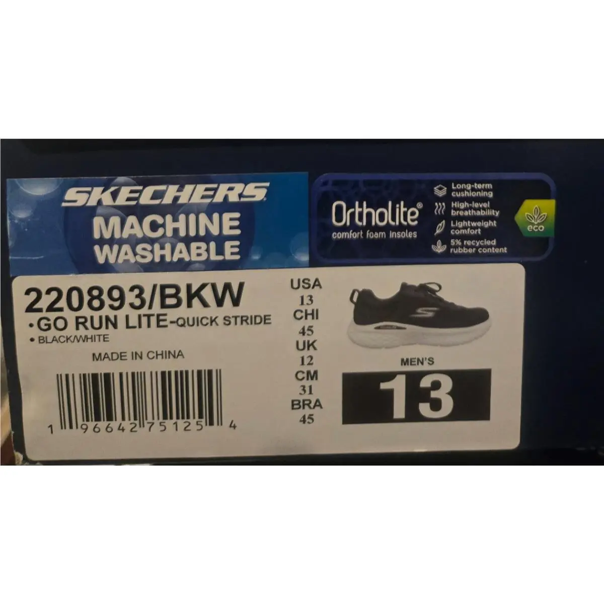 Skechers shoes - Skechers Go Run Lite-Quick Stride - 220893 - Black/White (UPC: 196642751254) 11