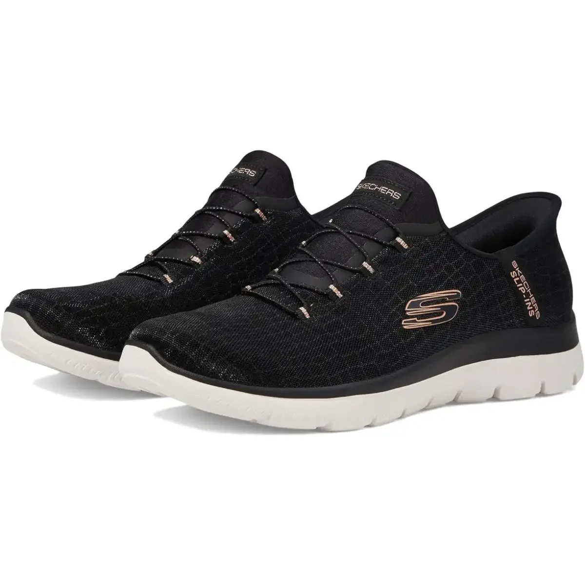 Skechers Slip Ins Memory Foam Vegan Summits Classy Night Black / Rose Gold 8.5 M