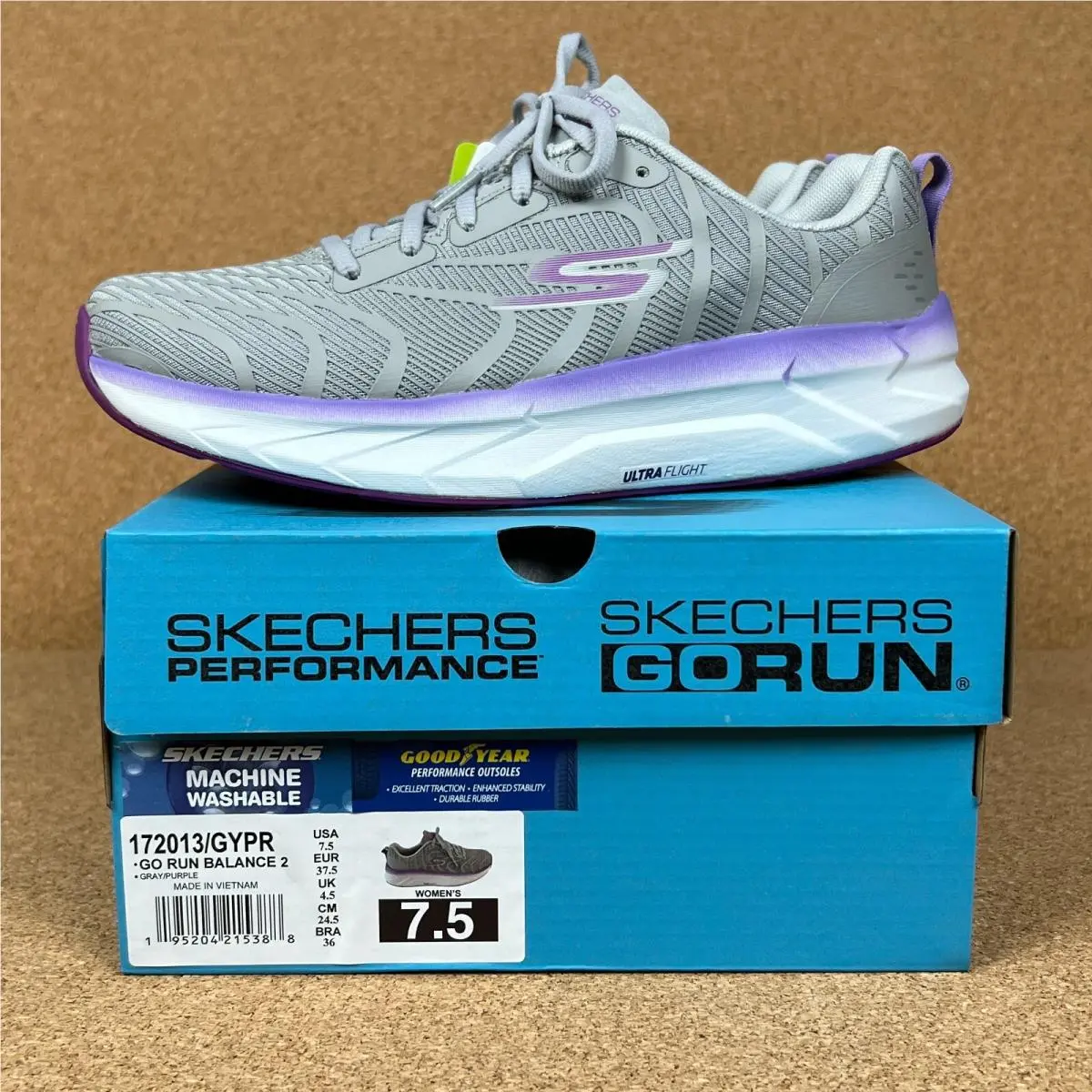 Skechers Go Run Balance 2 Women`s Size 7.5 Running Shoes Gray Purple Athletic