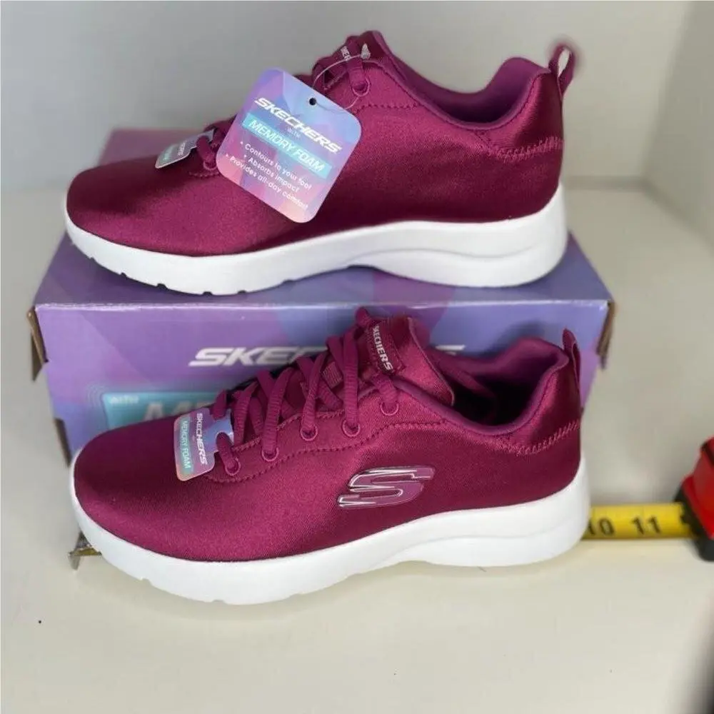 Skechers Womens Memory Foam Dynamight 2.0 Sneakers 5.5 Raspberry Satin 12967