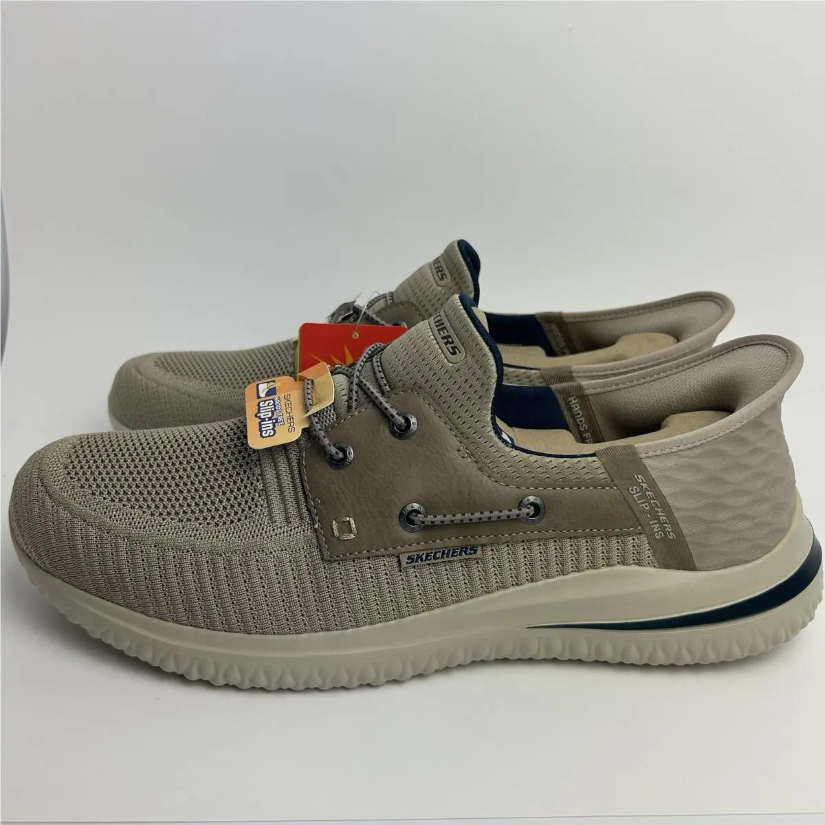 Skechers Delson 3.0 Roth Taupe Slip-ins Sneaker Shoe Men`s Size 12