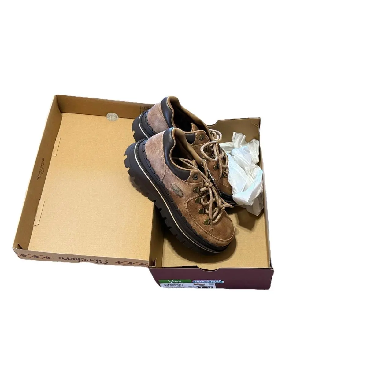Skechers Jammers Vintage Style Shoes Lace Up Lug Chunky Size 7.5 Brown