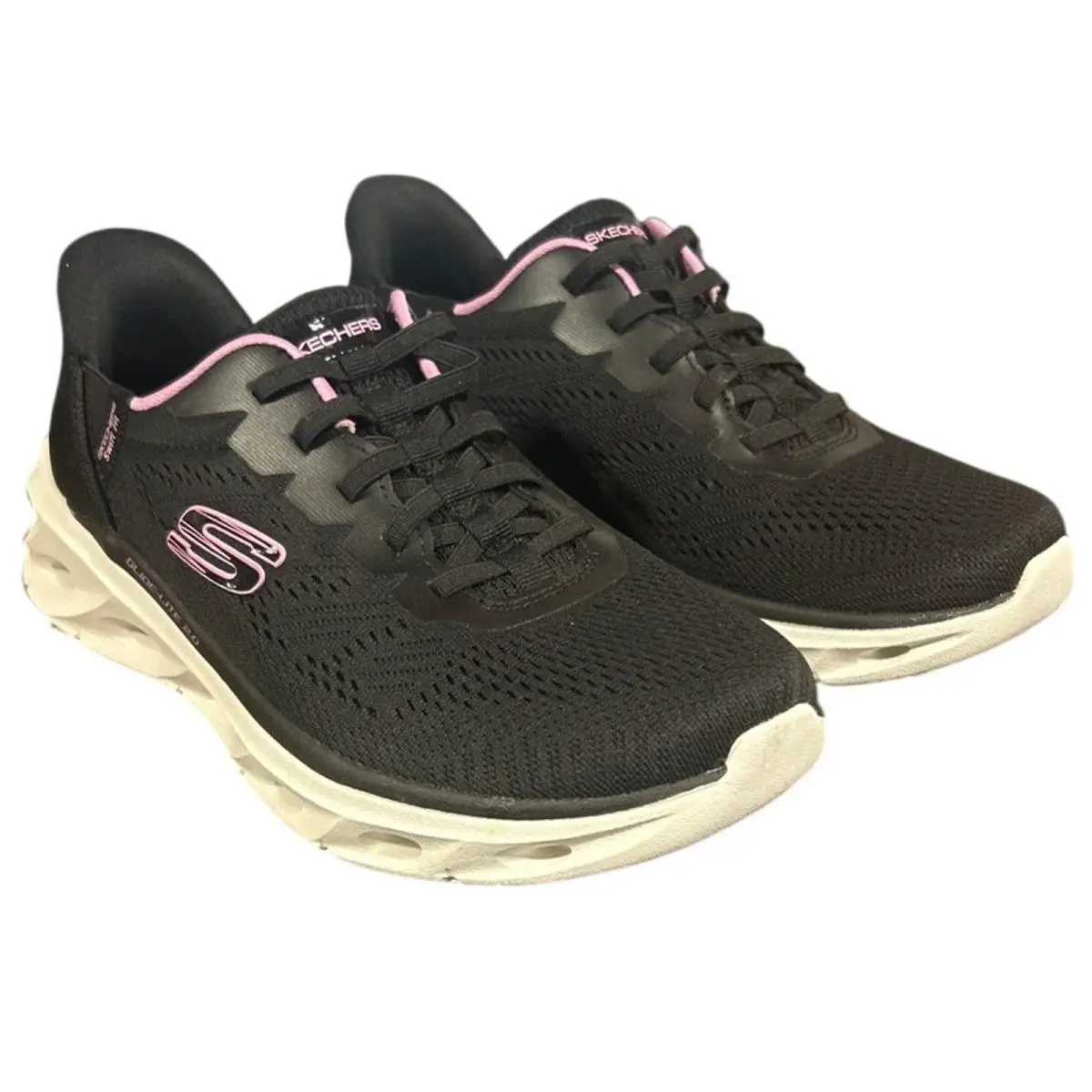 Skechers Womens Size 9 Black Pink Mesh Hands Free Swift Fit Shoes